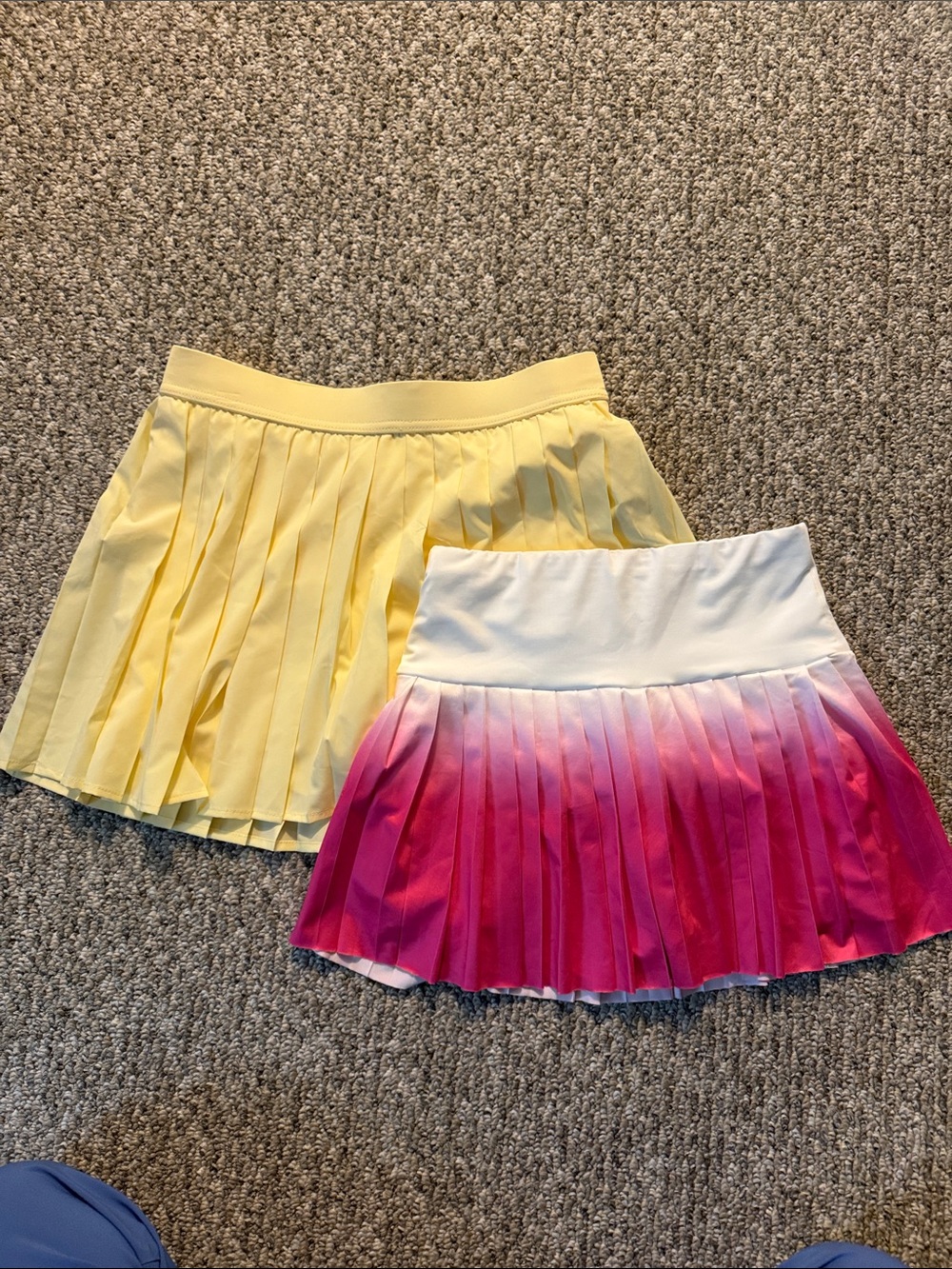 SHEIN Yellow Pleated Skort & SHEIN White-to-Pink Ombre Pleated Skort